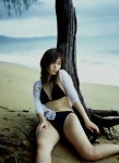 beach bikini blouse cleavage fukuoka_sayaka ns_eyes_235 ocean open_clothes swimsuit rating:Safe score:0 user:nil!