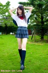 blouse bookbag kneesocks pleated_skirt sakurai_yurino school_uniform skirt rating:Safe score:1 user:nil!