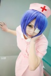 blue_hair cosplay eyepatch ikkitousen kagami_sou nurse nurse_cap nurse_uniform ryomou_shimei rating:Safe score:0 user:Log
