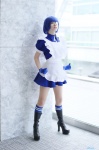 apron blue_hair boots cosplay dress eyepatch gloves ikkitousen kneesocks maid maid_uniform pantyhose ryomou_shimei sheer_legwear yuu rating:Safe score:1 user:nil!