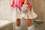 bathroom choker cosplay dress gloves hair_ribbons hanamura_misaki kaname_madoka pink_hair puella_magi_madoka_magica thighhighs twintails wet rating:Safe score:1 user:nil!