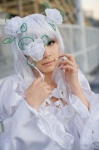 cosplay dress eyepatch flowers hiragi_aya kirakishou rozen_maiden white_hair rating:Safe score:1 user:nil!