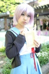 cardigan cosplay kneehighs nagato_yuki purple_hair sailor_uniform school_uniform suzumiya_haruhi_no_yuuutsu tonomura_aya rating:Safe score:0 user:Log