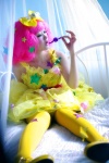 bed cosplay dress hairbow original pantyhose pink_hair tsugihagi_mishin rating:Safe score:0 user:nil!