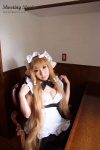 apron blonde_hair chii_(chobits) chobits choker cleavage cosplay dress hairband maid maid_uniform momoiro_merankori saku rating:Safe score:1 user:nil!
