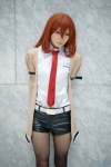 armband black_legwear blouse blue_eyes cosplay maitako makise_kurisu pantyhose red_hair shorts steins;gate sweater tie rating:Safe score:4 user:pixymisa