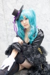 aqua_hair cleavage corset cosplay dress gloves hatsune_miku hiyoko skirt_train thighhighs top_hat twintails veil vocaloid zettai_ryouiki rating:Safe score:0 user:pixymisa
