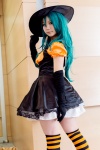 corset cosplay crinoline dress elbow_gloves gloves green_hair miniskirt necklace original sin skirt thighhighs witch witch_hat zettai_ryouiki rating:Safe score:2 user:pixymisa