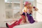 blonde_hair blouse boots cosplay deep_rabbit hat kneehighs macross macross_frontier macross_frontier:_itsuwari_no_utahime panties pleated_skirt saku sheryl_nome skirt vest rating:Safe score:0 user:nil!