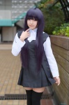black_legwear blouse cosplay inu_boku_secret_service jumper purple_hair ririmiru school_uniform shirakiin_ririchiyo thighhighs zettai_ryouiki rating:Safe score:0 user:nil!