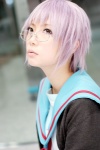 cosplay glasses ibara nagato_yuki purple_hair school_uniform suzumiya_haruhi_no_yuuutsu sweater rating:Safe score:1 user:pixymisa
