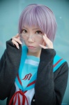 cardigan cosplay glasses ibara nagato_yuki purple_hair sailor_uniform school_uniform suzumiya_haruhi_no_yuuutsu rating:Safe score:1 user:nil!