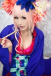 cleavage cosplay furumiya_sui macross macross_frontier multi-colored_hair pipe sheryl_nome yukata rating:Safe score:3 user:nil!