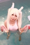 animal_ears cosplay higurashi_rin hot_tub kyuubee one-piece_swimsuit puella_magi_madoka_magica swimsuit tail twintails wet white_hair rating:Safe score:0 user:nil!