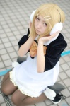 blonde_hair boots cosplay dress ear_muffs hair_clips jacket kagamine_rin pantyhose tagme_song uu vocaloid rating:Safe score:2 user:nil!