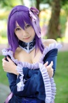 choker cleavage cosplay fate/hollow_ataraxia fate/series gown hairbow hazuki_minami matou_sakura purple_hair rating:Safe score:1 user:nil!