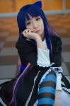 blue_hair cosplay dress hairbow mikuro pantyhose panty_&_stocking_with_garterbelt pink_hair stocking_(psg) striped rating:Safe score:5 user:nil!