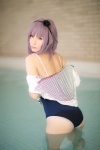 atsuki cosplay dagashi_biyori dagashi_kashi hairband hoodie one-piece_swimsuit pool purple_hair shidare_hotaru swimsuit wet rating:Safe score:0 user:nil!
