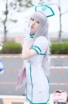 ayatori cosplay dress gloves idolmaster_2 nurse nurse_cap nurse_uniform shijou_takane silver_hair white_legwear rating:Safe score:0 user:nil!