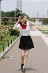 aka_futomomo_plus_ao_futomomo blood+ blouse cosplay otonashi_saya pleated_skirt school_uniform skirt usa_hinako rating:Safe score:2 user:nil!
