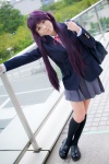 akitsu_honoka blazer blouse cosplay kneesocks k-on! nakano_azusa pleated_skirt ribbon_tie school_uniform shoulder_bag skirt twintails violet_hair rating:Safe score:0 user:pixymisa