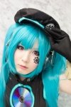 aqua_hair ayasame cosplay elbow_gloves gloves hat hatsune_miku headset qipao red_eyes twintails vocaloid rating:Safe score:0 user:pixymisa