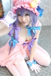 amatsuka_miyu cleavage cosplay dress gloves hat patchouli_knowledge purple_hair thighhighs touhou rating:Safe score:5 user:nil!