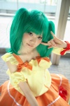 blouse bows cosplay green_hair macross macross_frontier ranka_lee rinsu skirt twintails wristband rating:Safe score:0 user:pixymisa