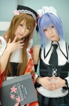 apron blonde_hair blue_hair cosplay crossplay hairband kimono maid maid_uniform miniskirt nana nao_(otosuki) otoko_no_ko_wa_meido_fuku_ga_osuki!? skirt sleeveless_blouse tatsuki_(ii) vest yuki_(otosuki) rating:Safe score:0 user:nil!