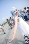 2channel amaguri_irufu bisuke-tan blue_hair cosplay dress sleeveless thighhighs twin_braids zettai_ryouiki rating:Safe score:0 user:pixymisa