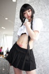 amahara_sagiri cosplay croptop miniskirt okino_mayoko pleated_skirt sailor_uniform school_uniform skirt twin_braids zone-00 rating:Safe score:1 user:pixymisa