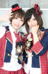 akb48 blouse cosplay endou_sora hairbow hinomura_uta jacket maeda_atsuko_(cosplay) miniskirt shinoda_mariko_(cosplay) skirt tie top_hat vest rating:Safe score:0 user:pixymisa