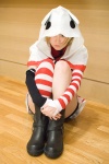 boots cat_hoodie cosplay hitokata_no_ou kikiwan kuroha_nao single_thighhigh spandex_shorts striped thighhighs rating:Safe score:0 user:nil!