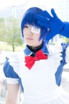 apron blue_hair bowtie choker cosplay eyepatch gloves hairband ikkitousen maid maid_uniform ryomou_shimei yuyuki rating:Safe score:0 user:pixymisa