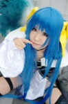 blue_hair boots cosplay dizzy garters guilty_gear hairbow masaki_aizou monokini one-piece_swimsuit pantyhose swimsuit thighhighs twintails wings rating:Safe score:0 user:nil!