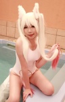 animal_ears cosplay higurashi_rin hot_tub kyuubee one-piece_swimsuit puella_magi_madoka_magica swimsuit tail twintails wet white_hair rating:Safe score:1 user:nil!