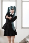 aqua_hair blouse cosplay hatsune_miku hirano_kurita miniskirt pleated_skirt project_diva saihate_(vocaloid) school_uniform skirt tie twintails vocaloid rating:Safe score:2 user:pixymisa