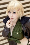 america axis_powers_hetalia blonde_hair cosplay hair_clip leather_jacket manabe_yuki necklace nyotalia shirt_tied rating:Safe score:0 user:pixymisa