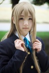 blazer blonde_hair blouse blue_eyes cosplay k-on! kotobuki_tsumugi ribbon_tie shiina_haru rating:Safe score:0 user:pixymisa