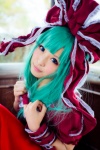 aqua_hair blouse cosplay hair_ribbons kagiyama_hina rumita skirt touhou rating:Safe score:1 user:nil!