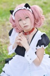 animal_ears apron cat_ears collar cosplay dress inu_boku_secret_service leash maid maid_uniform pink_hair roromiya_karuta yui_(ii) rating:Safe score:0 user:nil!