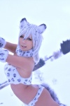 bikini cat_hood cosplay fingerless_gloves leggings multi-colored_hair non original snow_leopard swimsuit tail rating:Safe score:1 user:nil!
