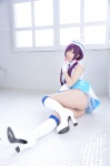 blue_legwear boots cosplay dress garrison_cap haruka love_live!_school_idol_project love_m@ster panties purple_hair thighhighs tojo_nozomi twintails rating:Safe score:0 user:nil!