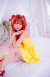 bed choker cosplay dress hair_pods mashiro_yuki neon_genesis_evangelion pantyhose red_hair sheer_legwear soryu_asuka_langley twintails rating:Safe score:0 user:nil!