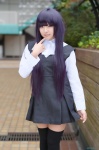 black_legwear blouse cosplay inu_boku_secret_service jumper purple_hair ririmiru school_uniform shirakiin_ririchiyo thighhighs zettai_ryouiki rating:Safe score:0 user:nil!