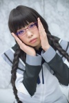 akemi_homura blouse cosplay glasses hiiragi_haruka jacket pleated_skirt puella_magi_madoka_magica purple_eyes ribbon_tie skirt twin_braids rating:Safe score:0 user:pixymisa