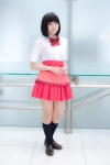 ayano_yuura blouse bowtie cosplay kneehighs pink_eyes pleated_skirt sasami-san@ganbaranai skirt tiered_skirt yagami_kagami rating:Safe score:2 user:pixymisa