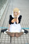 blonde_hair boots cosplay dress ear_muffs hair_clips jacket kagamine_rin pantyhose tagme_song uu vocaloid rating:Safe score:3 user:nil!