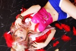 bustier cosplay lingerie macross macross_frontier microphone multi-colored_hair sachi_budou shawl sheryl_nome shorts rating:Safe score:1 user:nil!