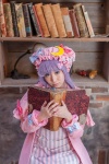 blue_eyes book bows cosplay dress hat kotobuki_miyako patchouli_knowledge purple_hair robe touhou rating:Safe score:0 user:pixymisa
